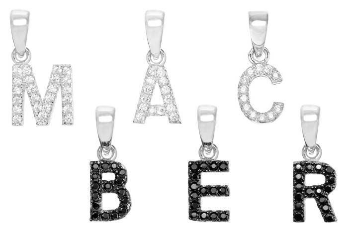 [08905L0A2ZBL] Silver 925 pendant cz initial (White, Letter A, Gold plated)