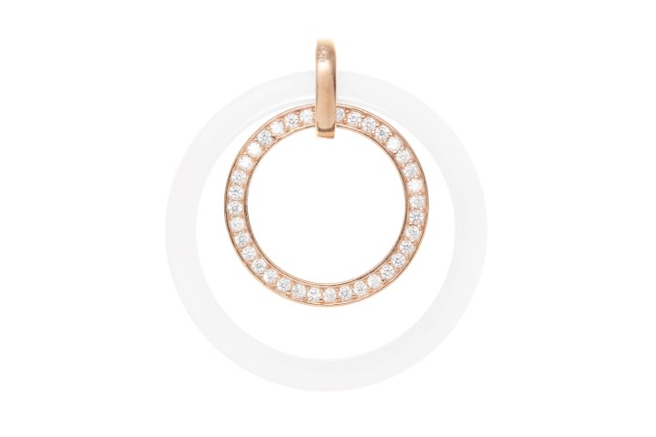 [089100003ZCB] Silver 925 ceramic cz pendant (White, Rose gold plated)