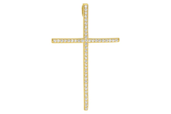 [091390002ZBL] Colgante plata 925 zirconita cruz  (Blanca, Oro)
