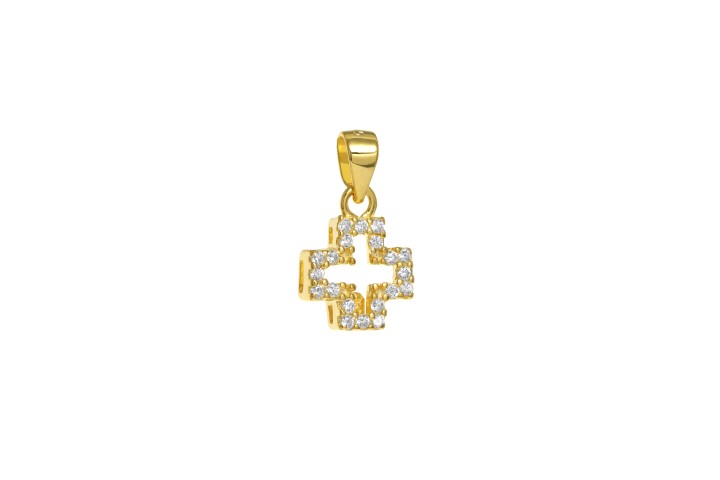 [091400002ZBL] Colgante plata 925 zirconita cruz  (Blanca, Oro)