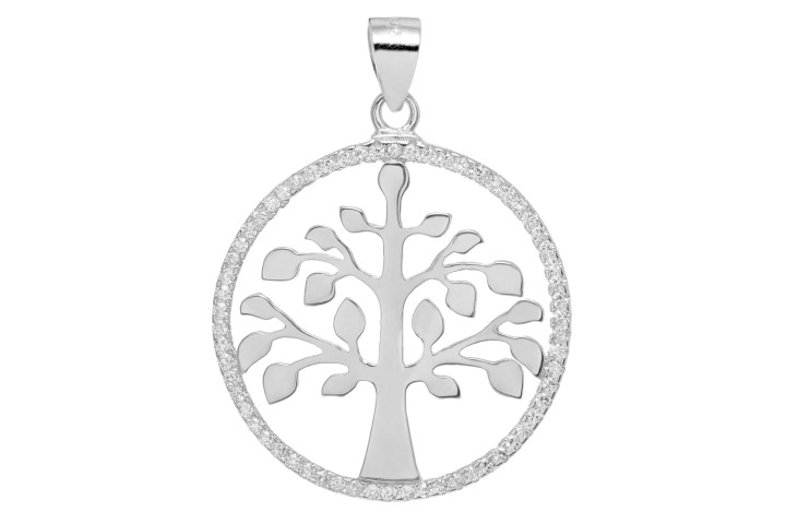 Silver 925 tree pendant cz