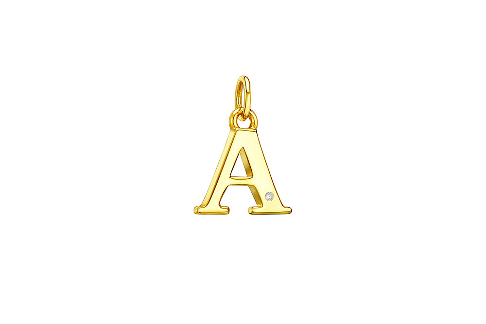 [09250L0A2ZBL] Pendant silver 925 (Letter A, Gold plated)
