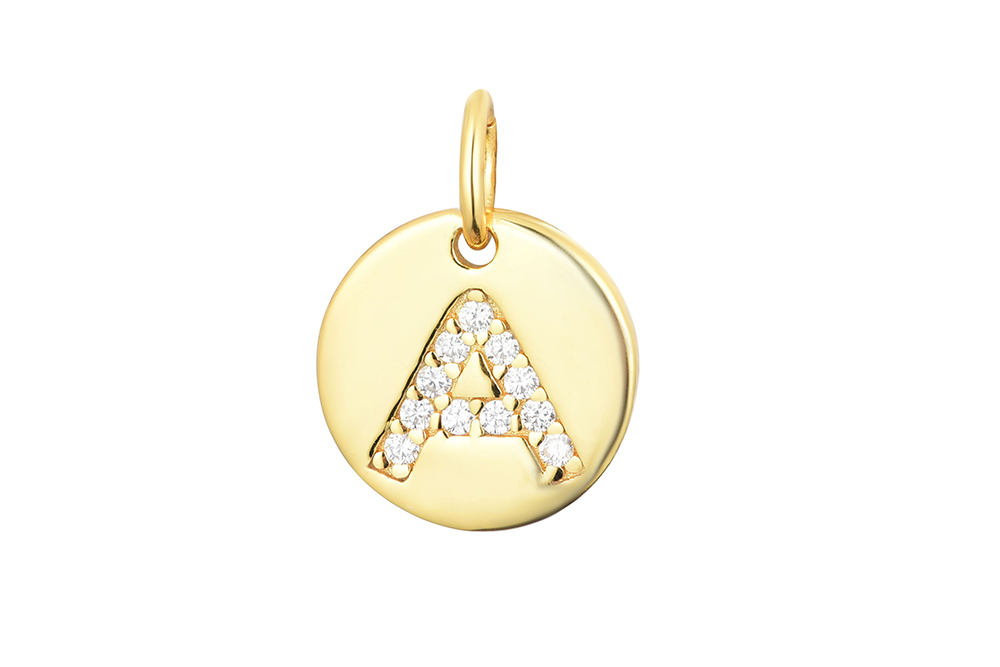 [09251L0A2ZBL] Colgante plata 925 zirconita letra (Letra A, Oro)