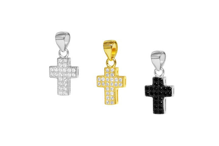 Colgante plata 925 microsetting zirconita cruz