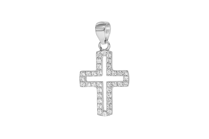 [093100001ZBL] Silver 925 pendant cz cross (White)