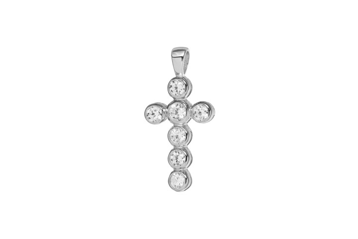 [093110001ZBL] Silver 925 pendant cz cross (White)