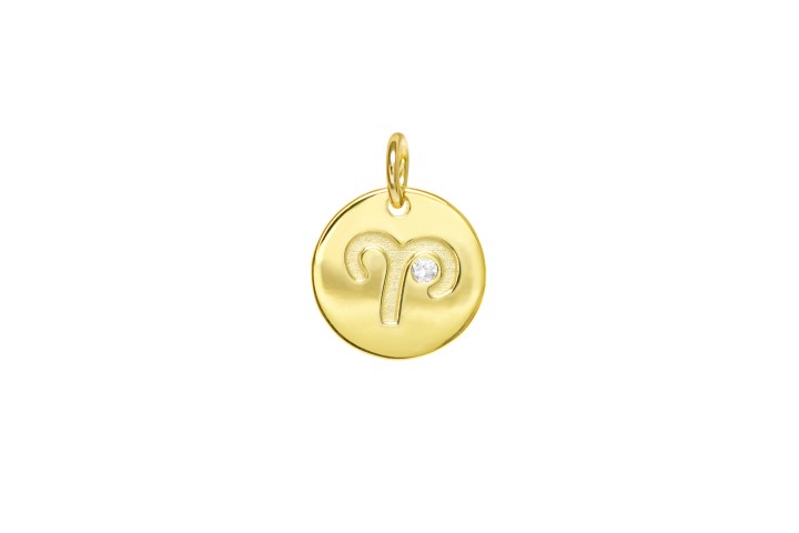 [09432H012ZBL] Colgante charm plata 925 horoscopo con zirconita (Aries, Oro)