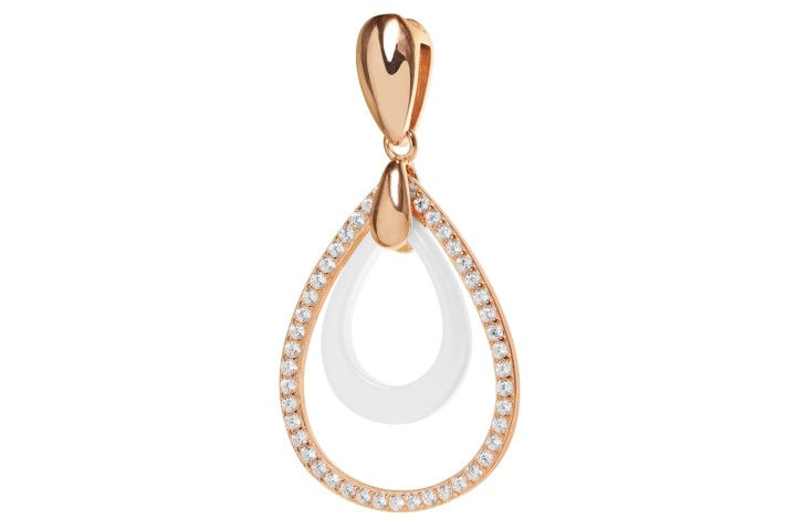 [095870003ZCB] Colgante plata 925 ceramica con zirconita  (Blanca, Oro rosa)