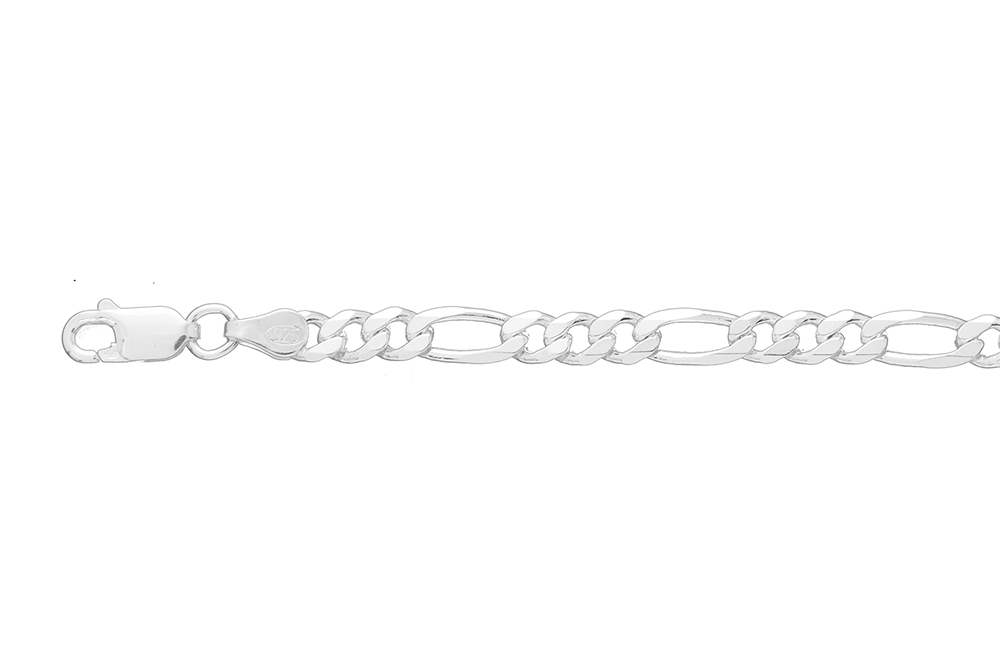 [09941C5000PL] Sterling silver 4.5mm 6 sided diamond cut figaro chain 120 necklace (50 cm)