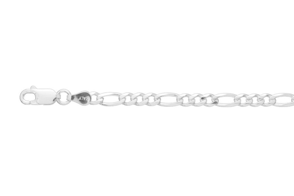 [09943C4500PL] Sterling silver 3.5mm 6 sided diamond cut figaro chain 100 necklace (45 cm, Sterling silver)