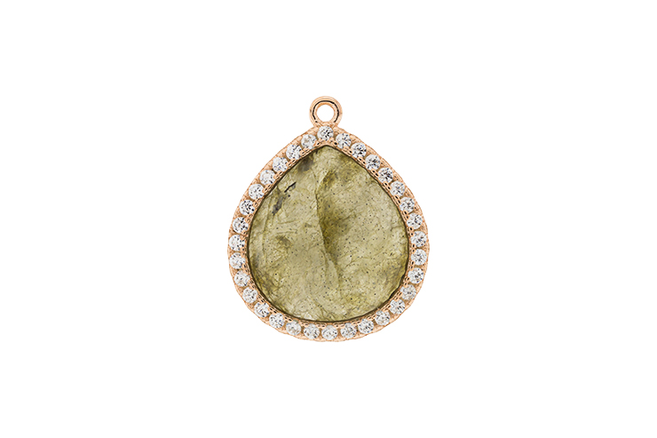 Silver 925  semi precious stone cz charm