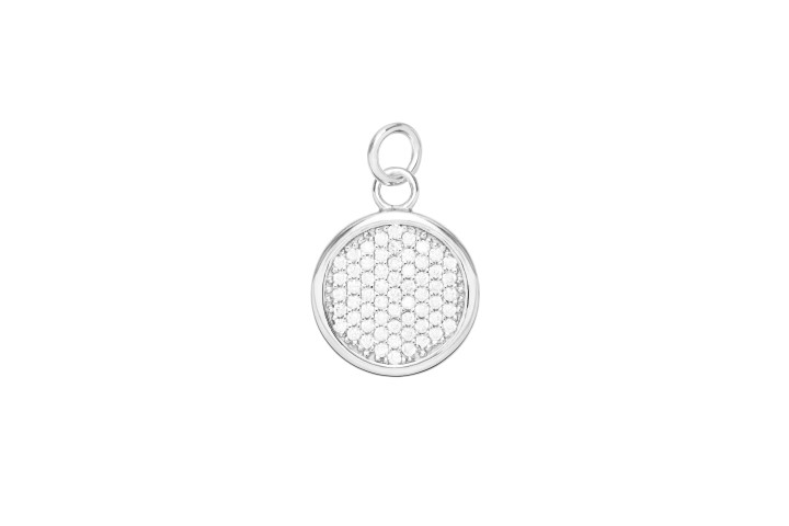 [099860001ZBL] Colgante plata 925 redondo zirconita  (Blanca, Rodio)