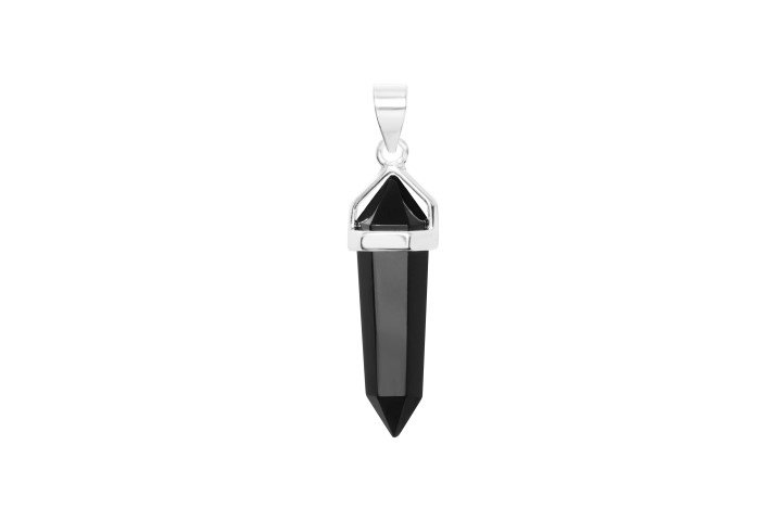 [101940SS0RON] Colgante plata 925  prisma  (Piedra semipreciosa, Negro)