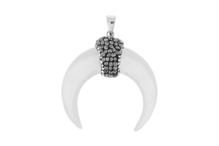 [111220001NBL] Silver 925 mop & crystal pendant (White)