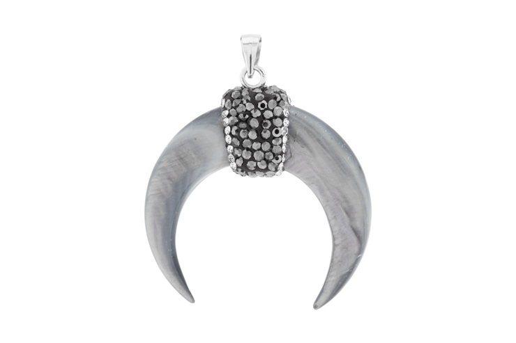 Colgante plata 925 cuerno nacar con cristal 