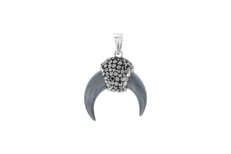 Colgante plata 925 cuerno nacar con cristal 