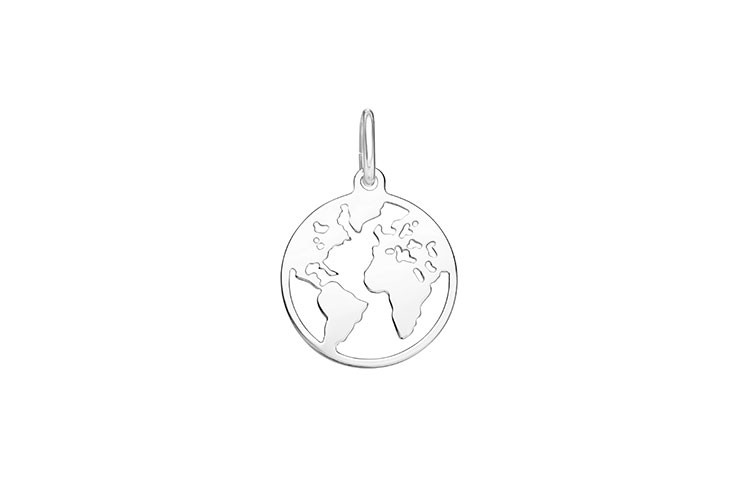 Pendant charm world silver 925