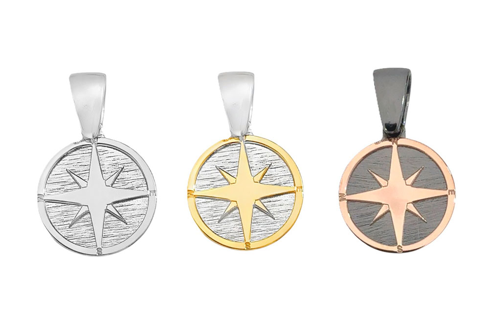 Colgante plata 925 placa con rosa de los vientos