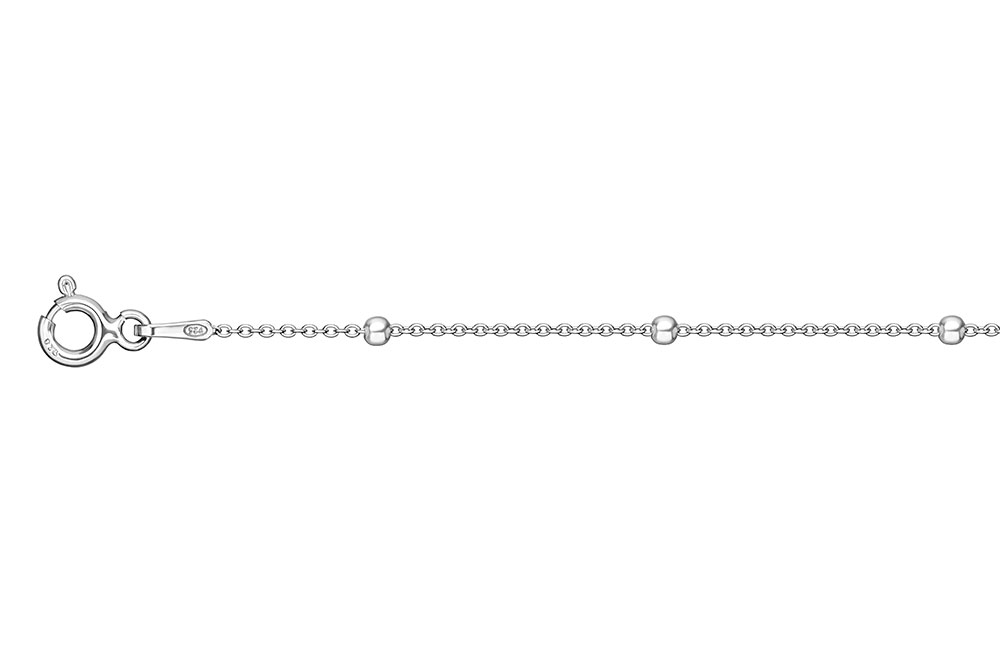 [12294C3000PL] 925 Sterling Silver Cable Chain (025) with 2mm Beads (30 cm + 8 cm extension, Sterling silver)