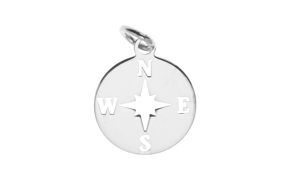 Colgante charm plata 925 rosa de los vientos calad