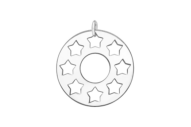 Colgante plata 925 aro plano con estrellas caladas 