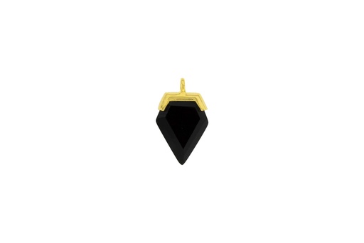 [127300002GON] Silver 925 stone pendant (Gold plated, Reconstituted gemstone, Black)