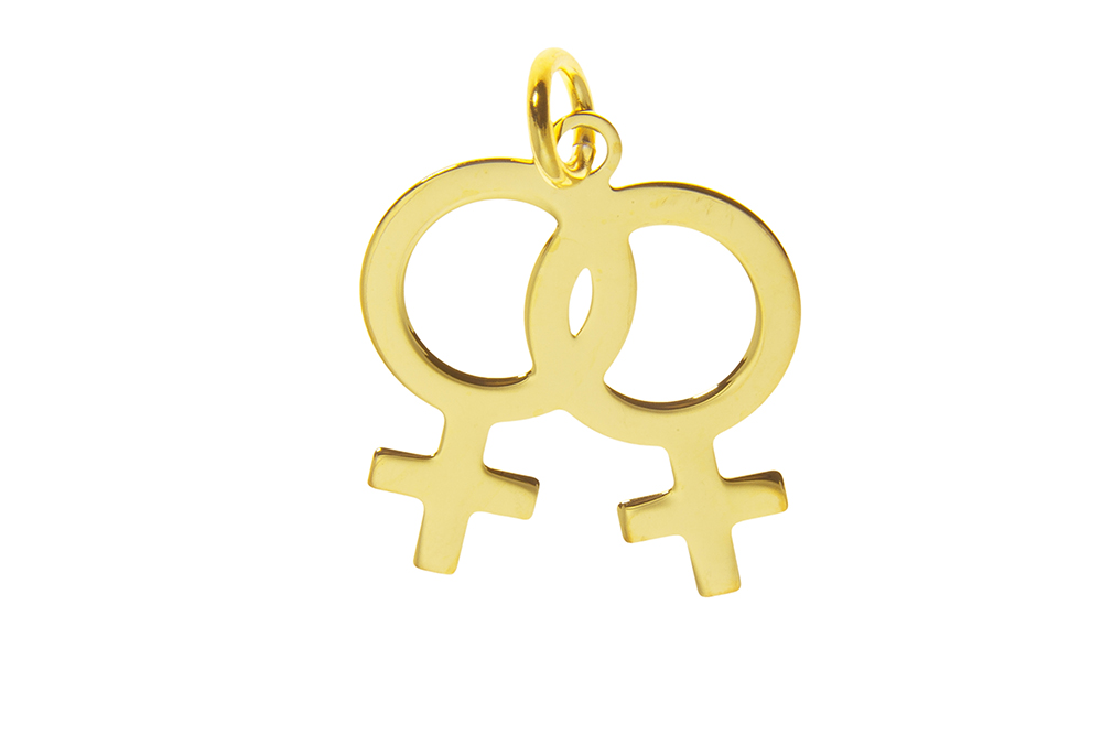 Pendant charm double female sign silver 925