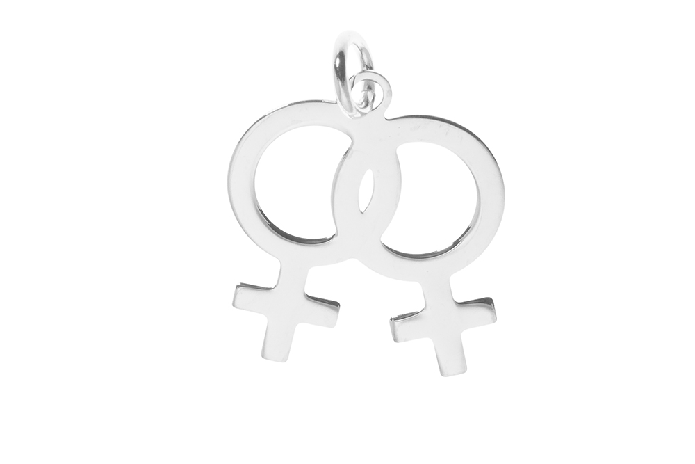 Colgante charm plata 925 doble signo femenino 