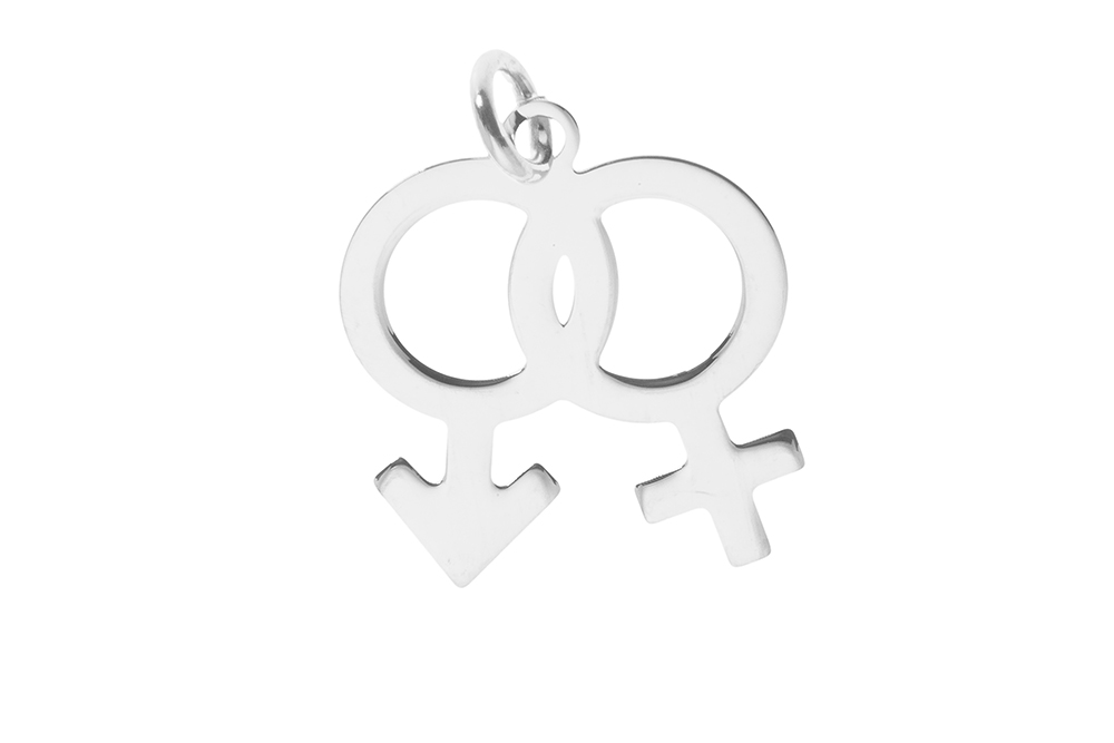 Pendant charm female & male sign silver 925