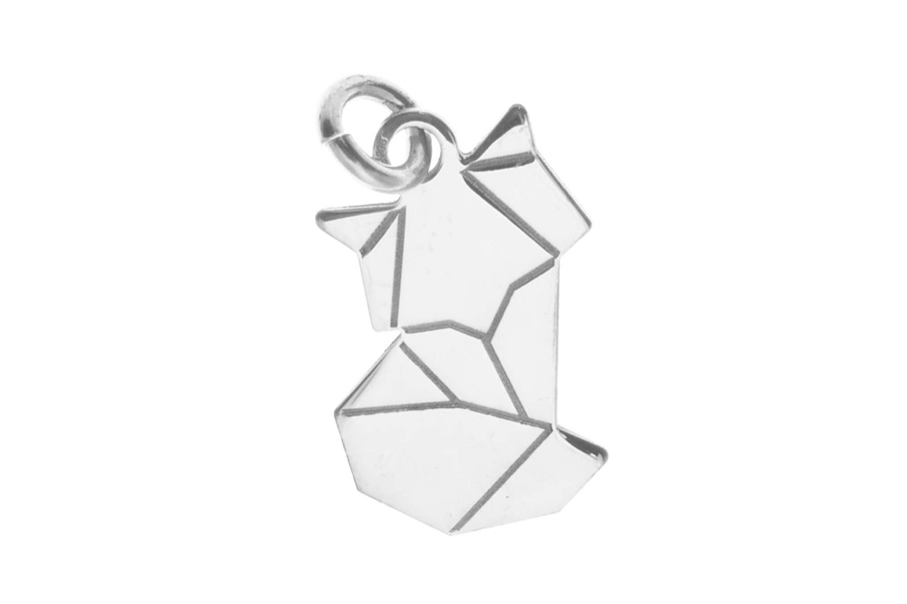 Colgante charm plata 925 zorro origami 