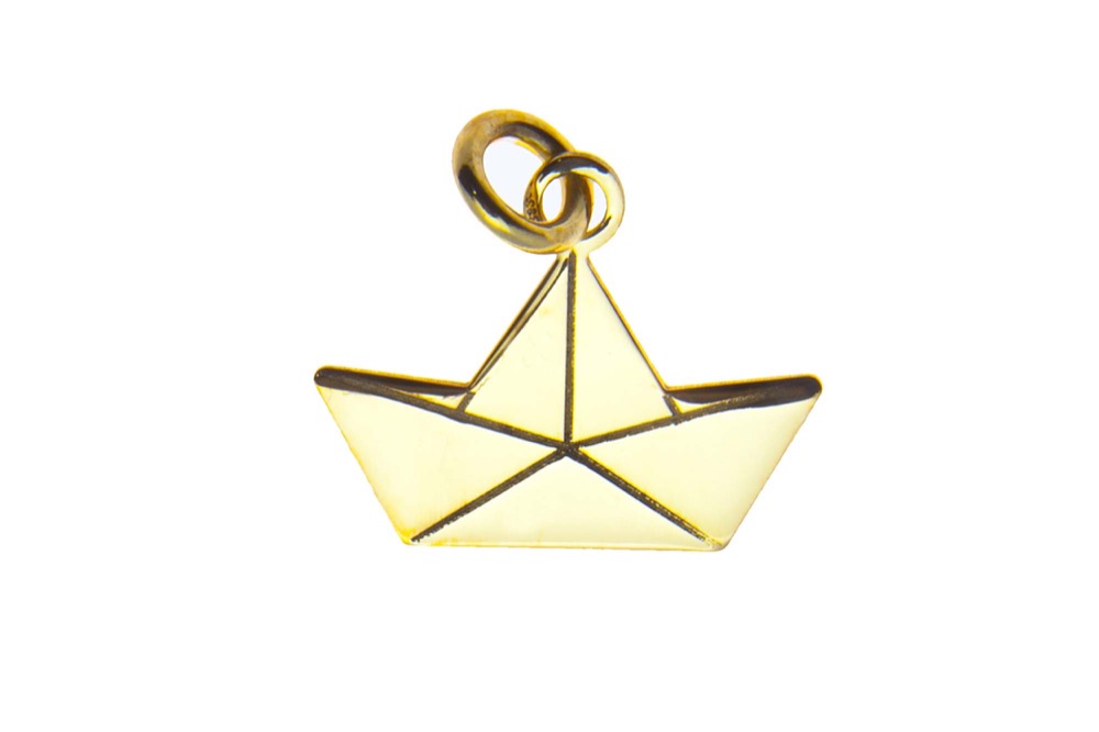 Colgante charm plata 925 barco papel origami