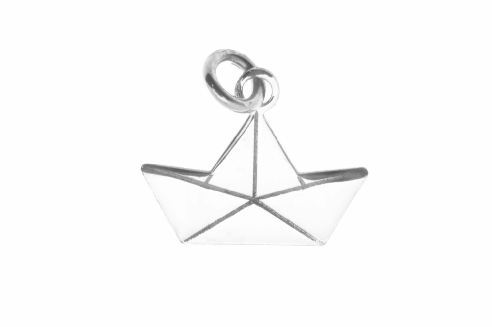 Colgante charm plata 925 barco papel origami