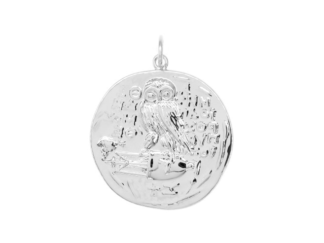 Colgante plata 925 medalla búho 