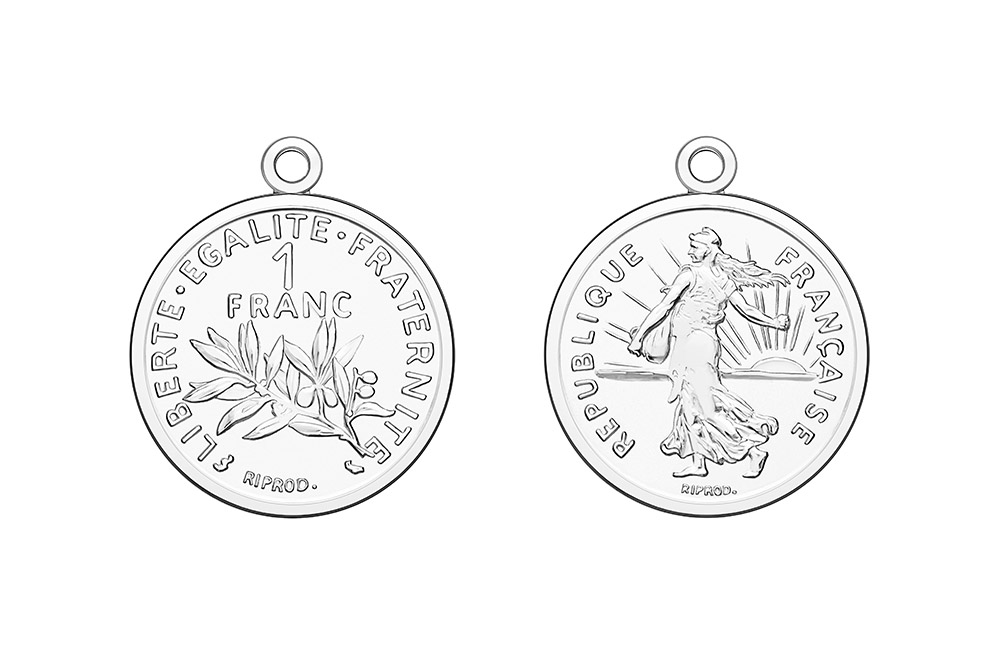 Silver 925 coin pendant charm