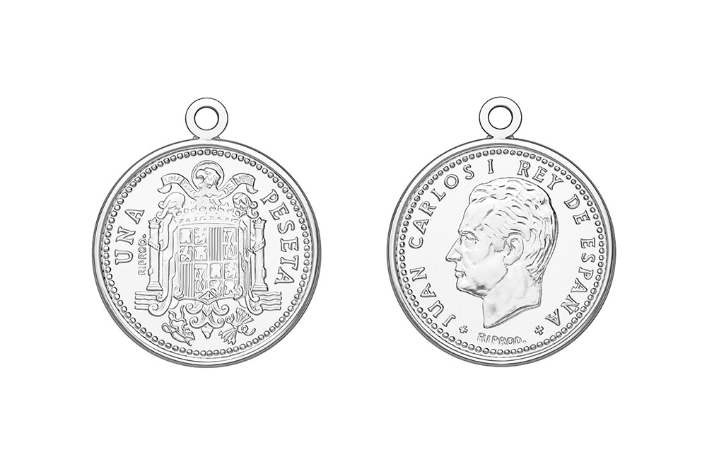 Silver 925 coin pendant charm