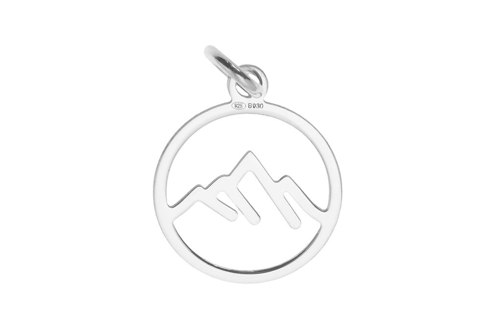 Colgante charm plata 925 perfil montaña 