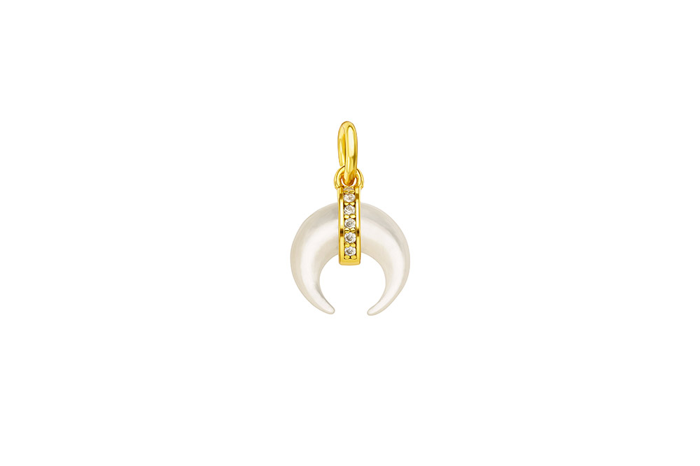 [132590002ZNA] Silver 925 mop & cz pendant (Gold plated)