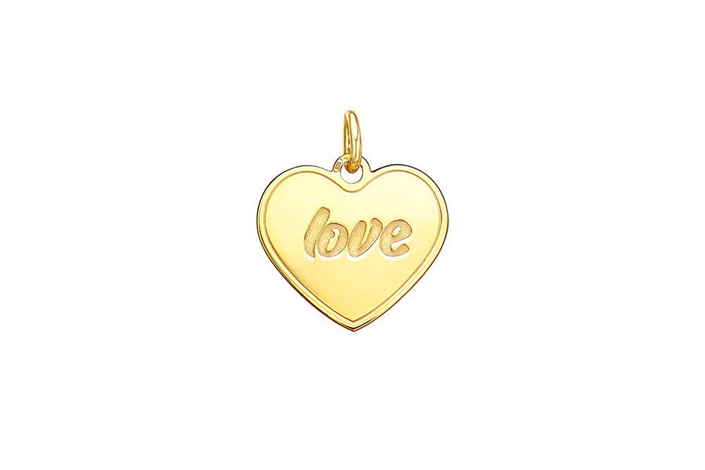 Colgante plata 925 placa corazón love con anilla 