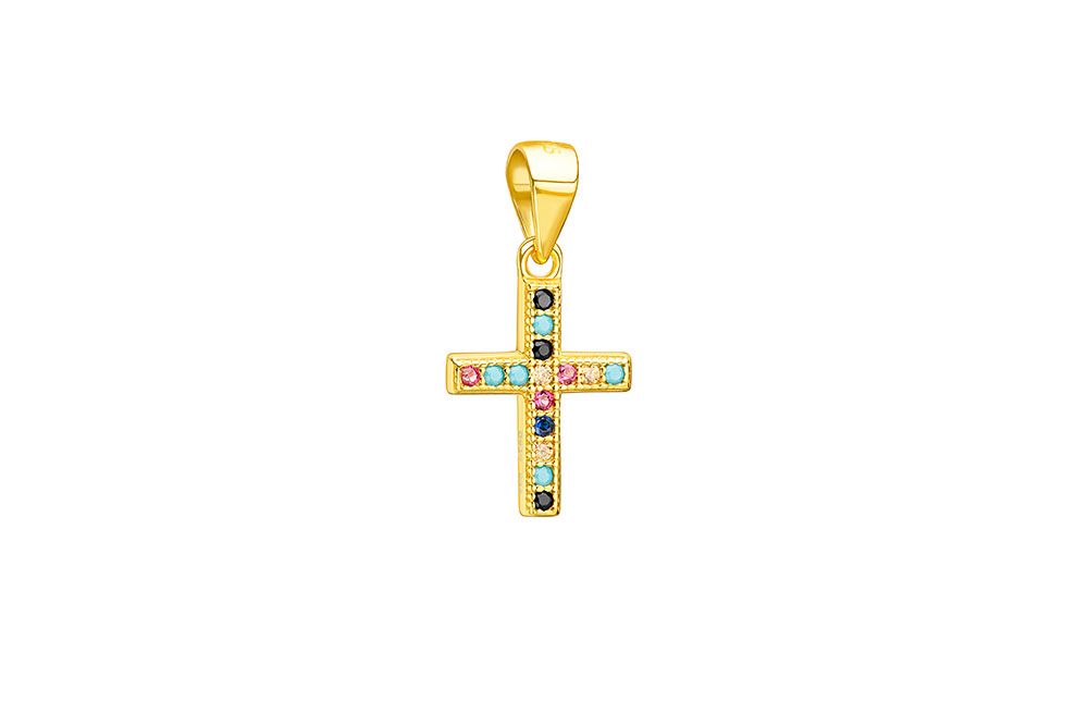 [133050002ZMC] Colgante plata 925 cruz con zirconita (Oro)