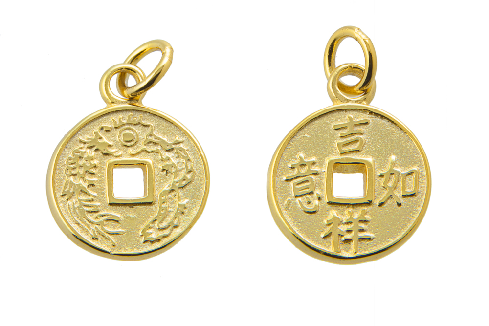 Colgante charm plata 925 moneda china 