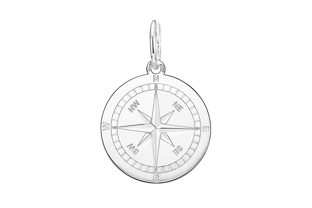 Sterling silver compass rose pendant