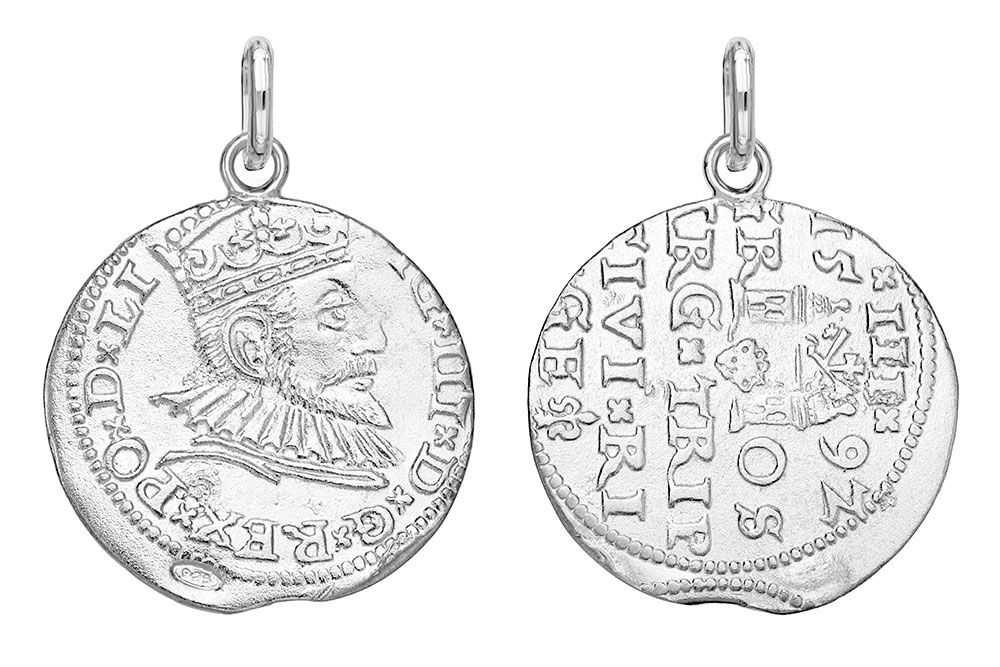 [1353022000PL] Silver 925 king ancient coin pendant (Sterling silver)
