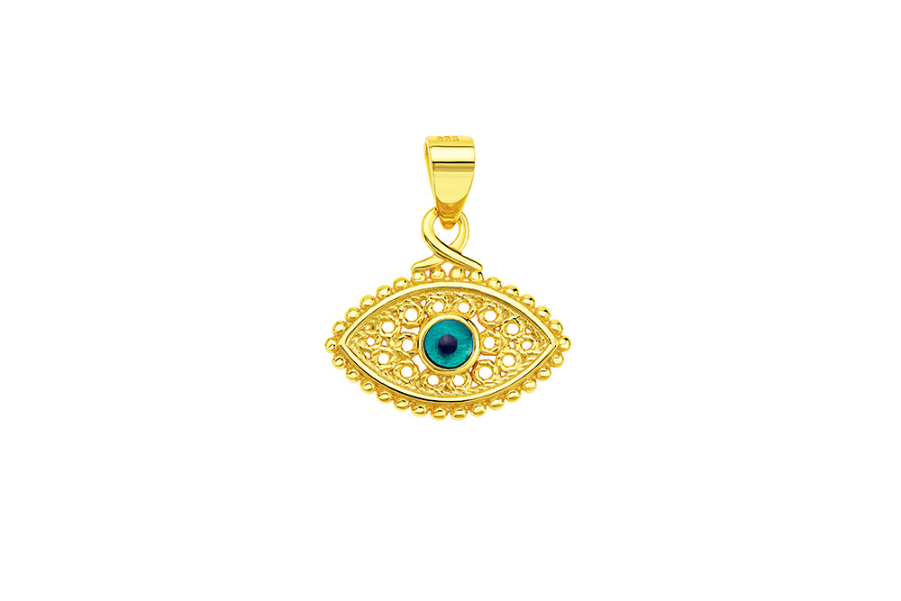 Colgante charm plata 925 ojo turco c/esmalte azul 