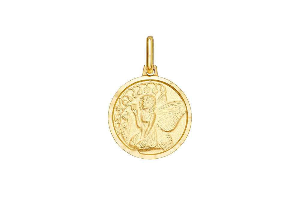 [13737150MADO] Colgante plata 925 medalla de hada (Oro)