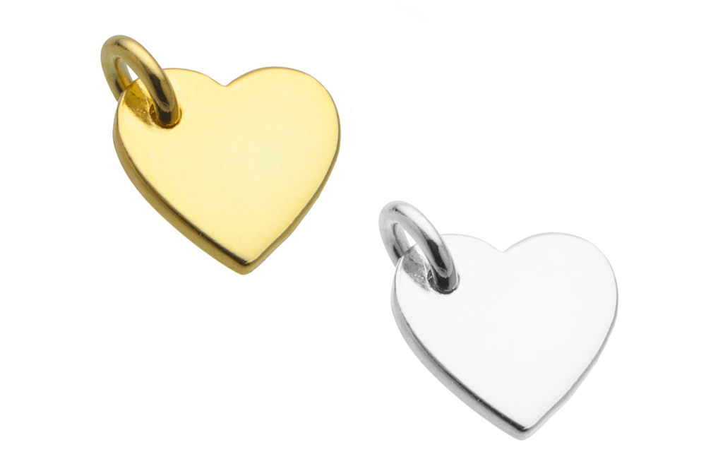 Colgante charm plata 925 placa de corazón