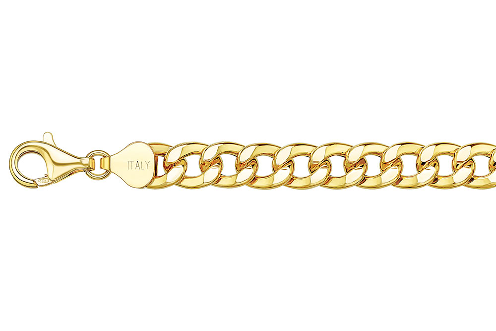 Sterling silver 7.5mm hollow flat curb chain 180 necklace
