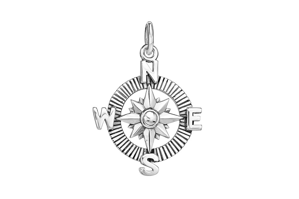 Colgante plata 925 rosa de los vientos con anilla 