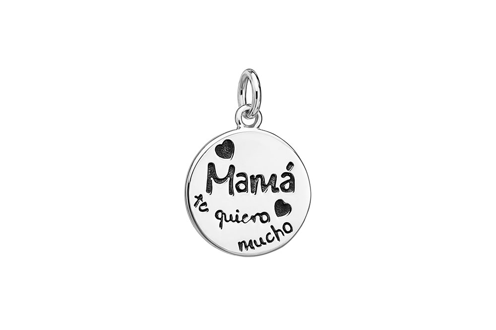 Colgante plata 925 mamá te quiero mucho con anilla 