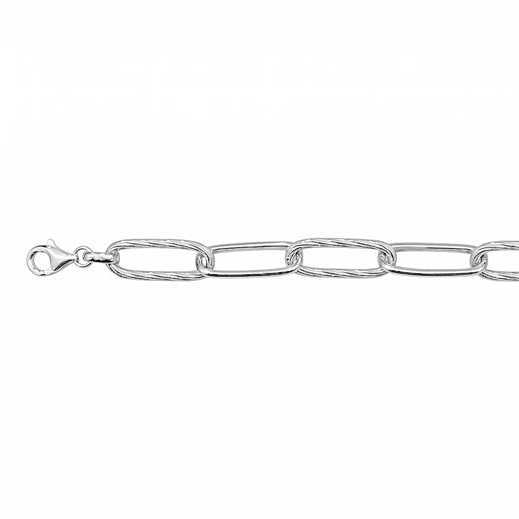 Sterling silver rectangle link chain necklace