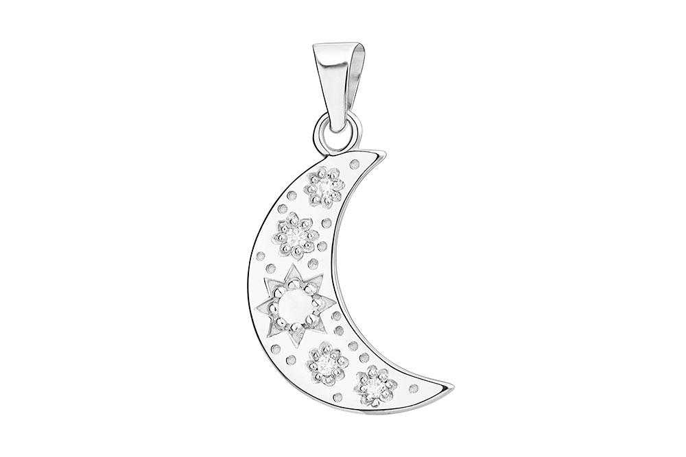 Sterling silver moon pendant semi-precious stone